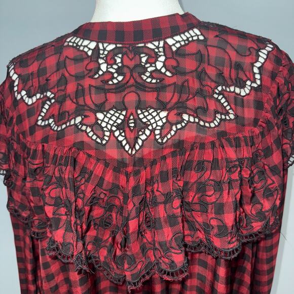 River Island Plus Womens 18 Top Picnic Plaid Whimsigoth Witchy Goth Emo Autumn - Picture 3 of 9